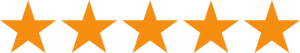 Five-star rating in orange color